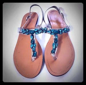 Madeline Stuart Silver Thong Sandals size 8